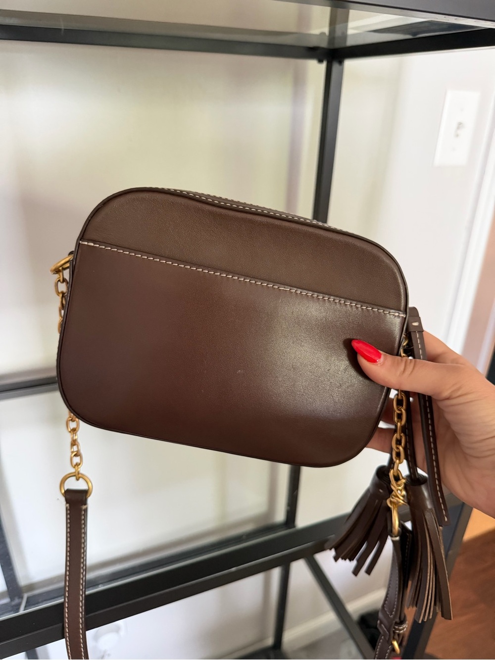 Tory Burch McGraw Woven Dark Brown Crossbody Bag - Picture 6 of 11